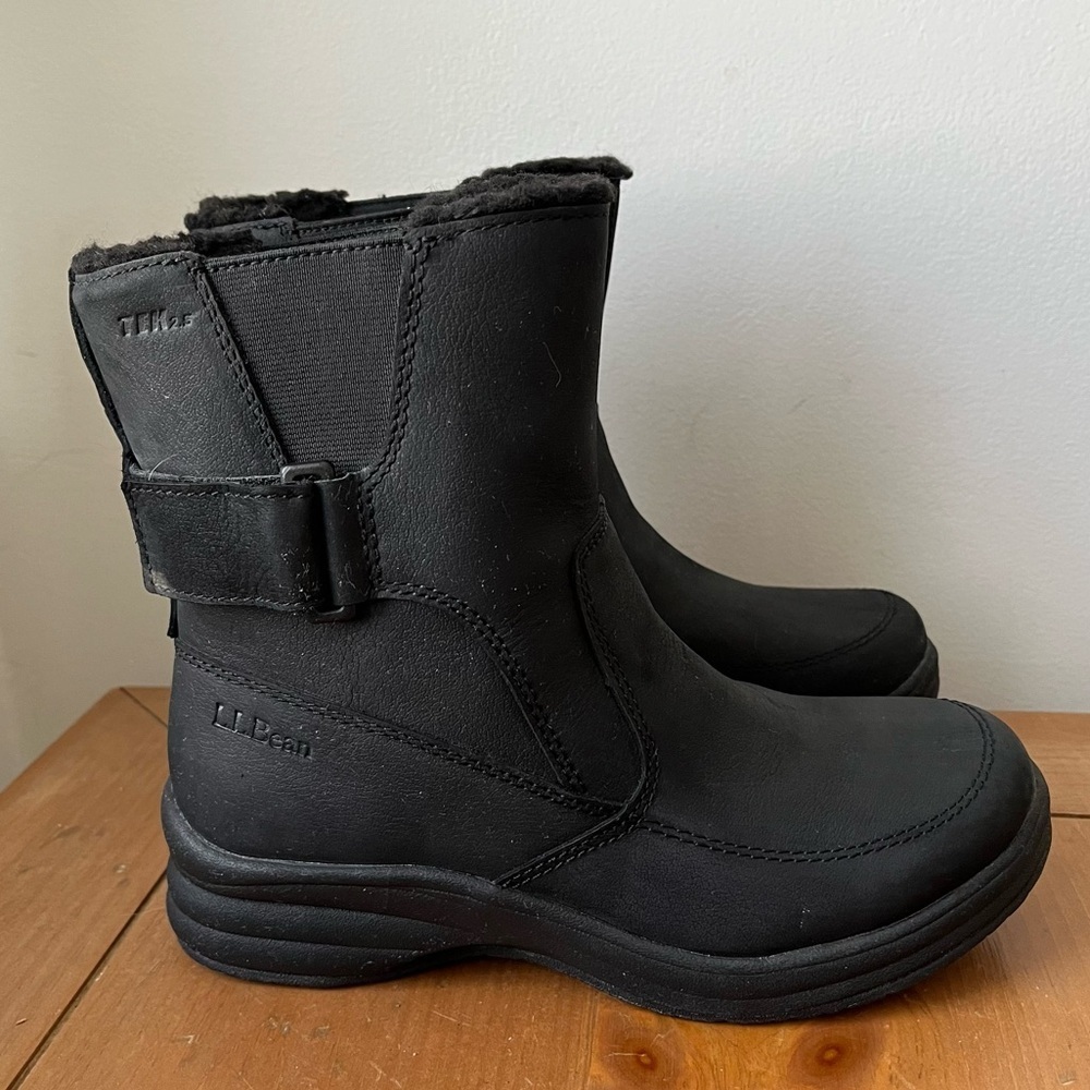 LL Bean North Haven Women's Black Leather Waterproof Ankle Boots 6